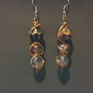 Hand Crafted Gold and Silver Wire Wrapped Earrings